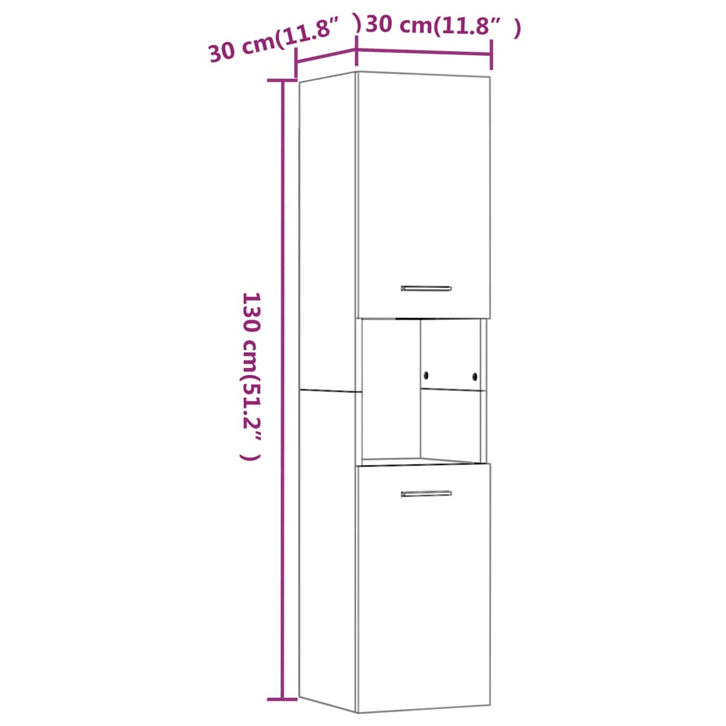 Meuble de salle de bain gris Sonoma 30x30x130 cm en bois