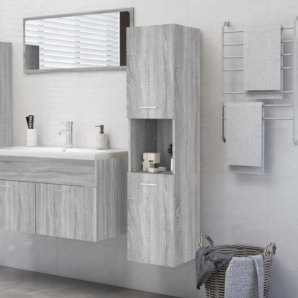 Meuble de salle de bain gris Sonoma 30x30x130 cm en bois