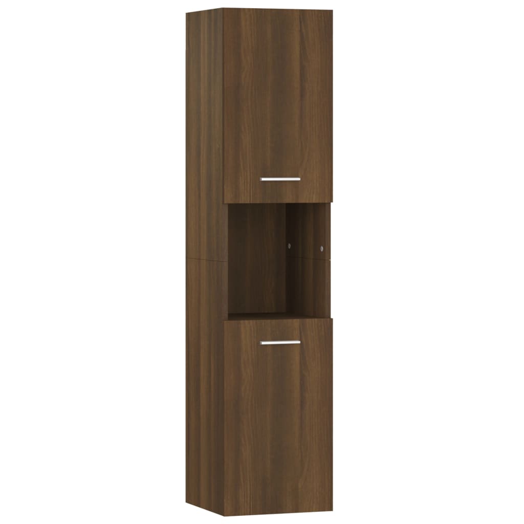 Meuble de salle de bain aspect chêne marron 30x30x130 cm matériau bois