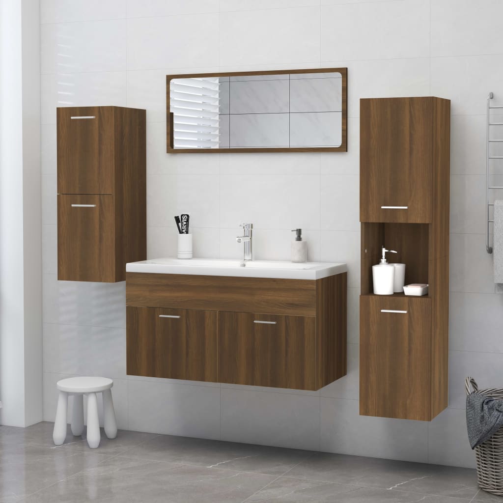 Meuble de salle de bain aspect chêne marron 30x30x130 cm matériau bois