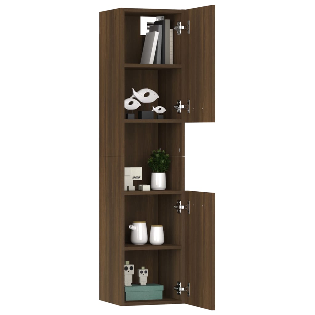 Meuble de salle de bain aspect chêne marron 30x30x130 cm matériau bois