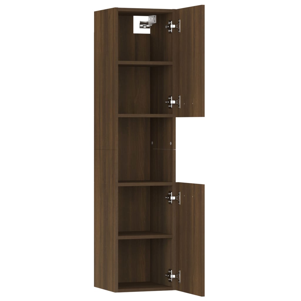 Meuble de salle de bain aspect chêne marron 30x30x130 cm matériau bois