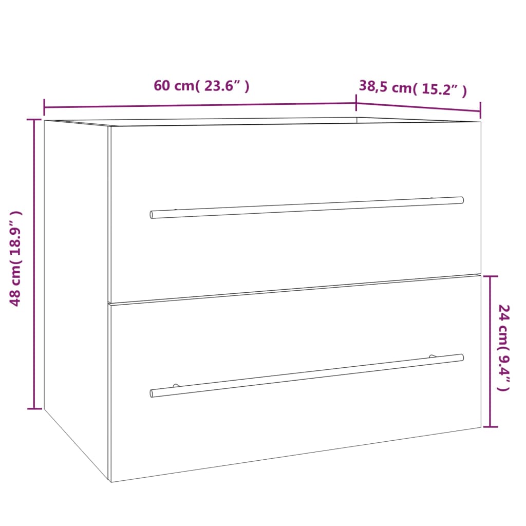 Meuble évier chêne fumé 60x38,5x48 cm en bois