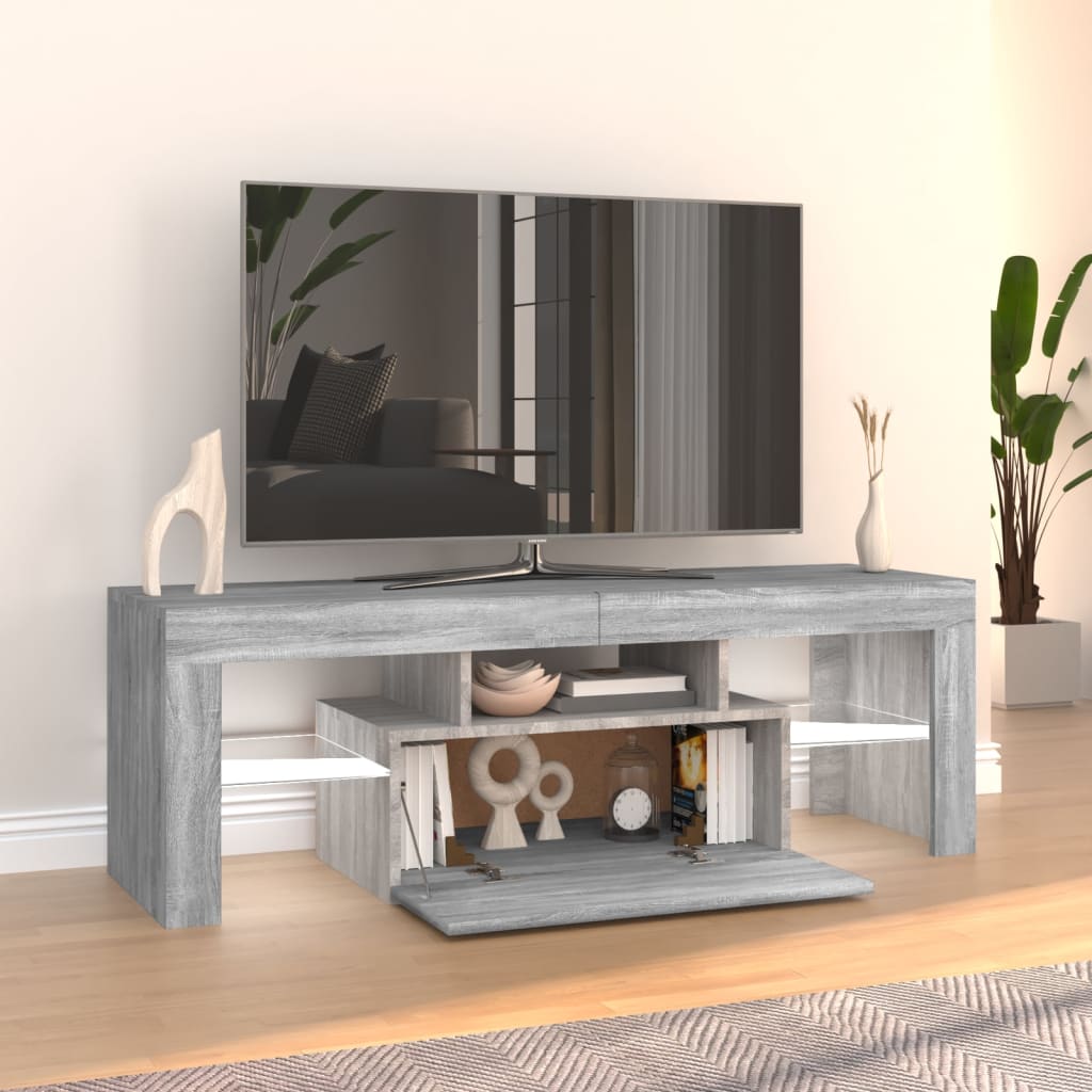 TV Cabinet with LED Lights Gray Sonoma 120x35x40 cm