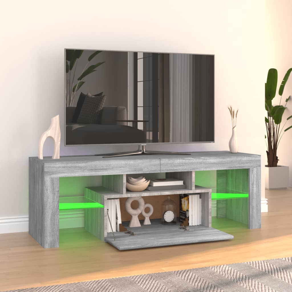 TV Cabinet with LED Lights Gray Sonoma 120x35x40 cm