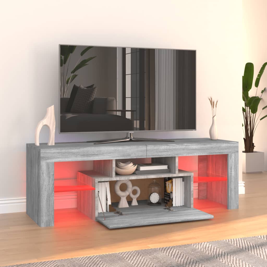 TV Cabinet with LED Lights Gray Sonoma 120x35x40 cm