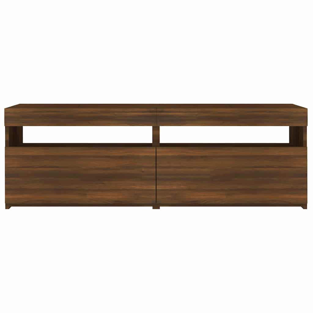 TV-Schrank mit LED-Leuchten Braun Eichen-Optik 120x35x40 cm