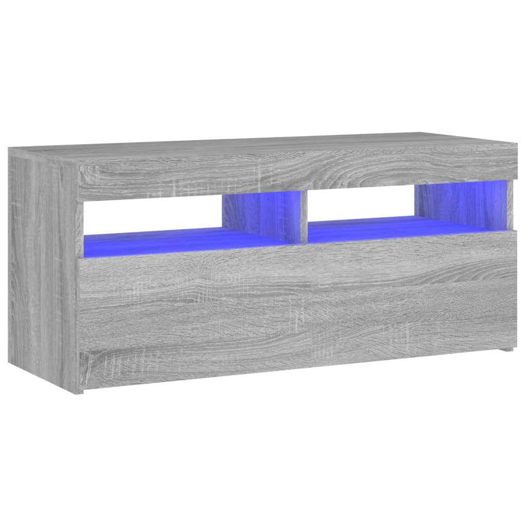 TV Cabinet with LED Lights Gray Sonoma 90x35x40 cm