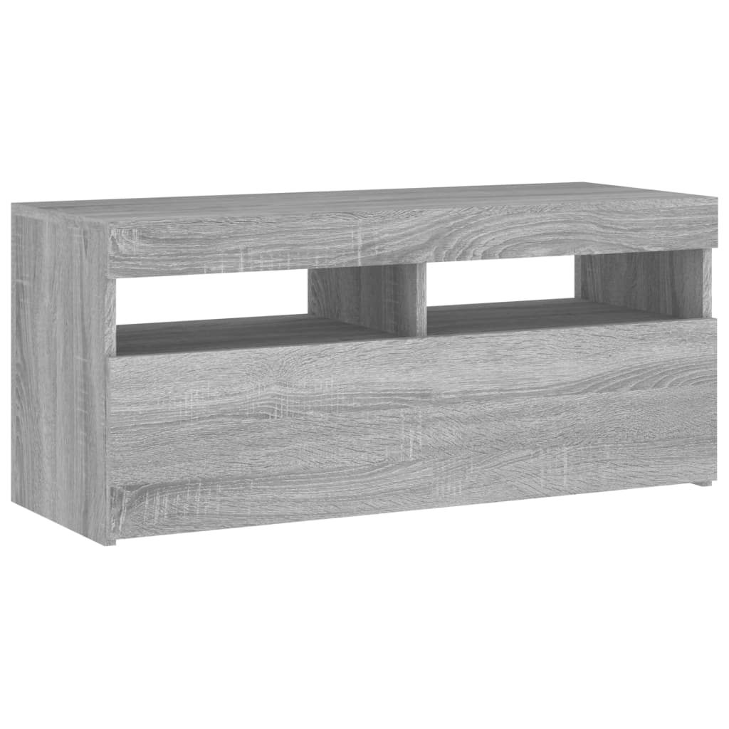 TV Cabinet with LED Lights Gray Sonoma 90x35x40 cm