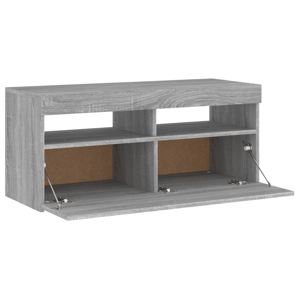 TV Cabinet with LED Lights Gray Sonoma 90x35x40 cm