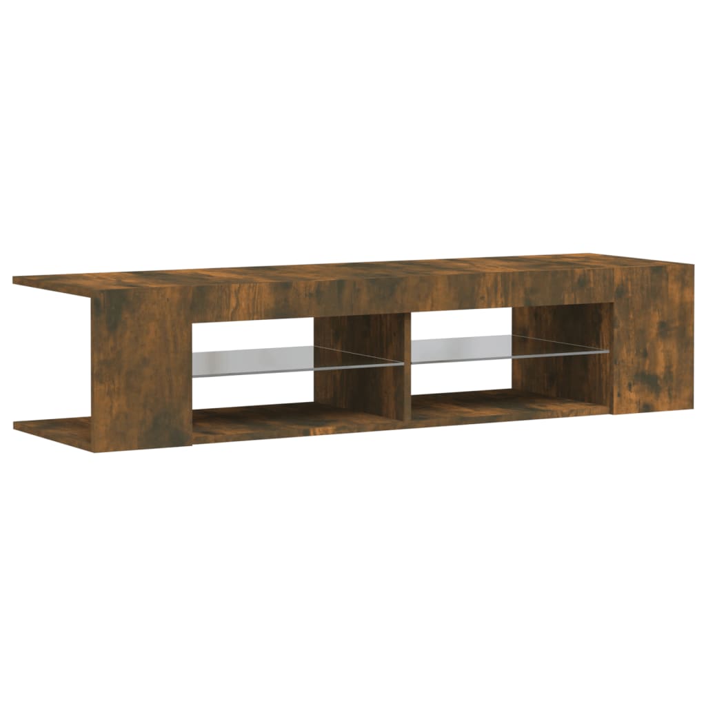 TV cabinet with LED lights smoked oak 135x39x30 cm