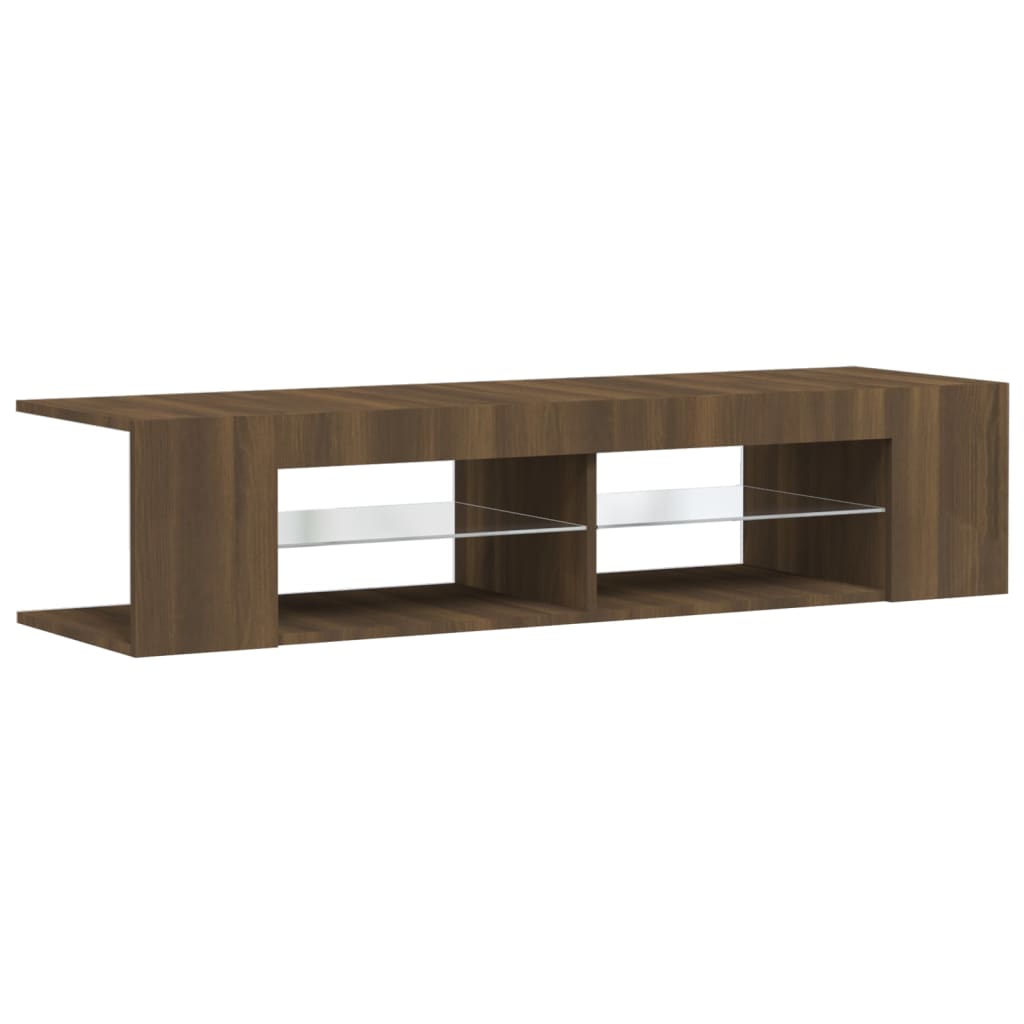 TV cabinet with LED lights brown oak look 135x39x30 cm