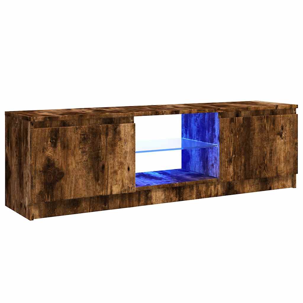 TV-Schrank mit LED-Leuchten Räuchereiche 120x30x36 cm