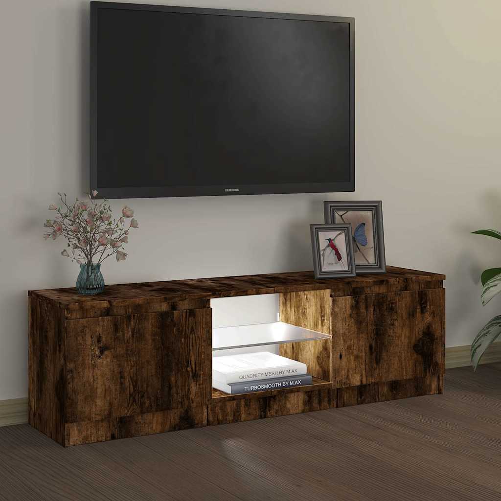 TV-Schrank mit LED-Leuchten Räuchereiche 120x30x36 cm