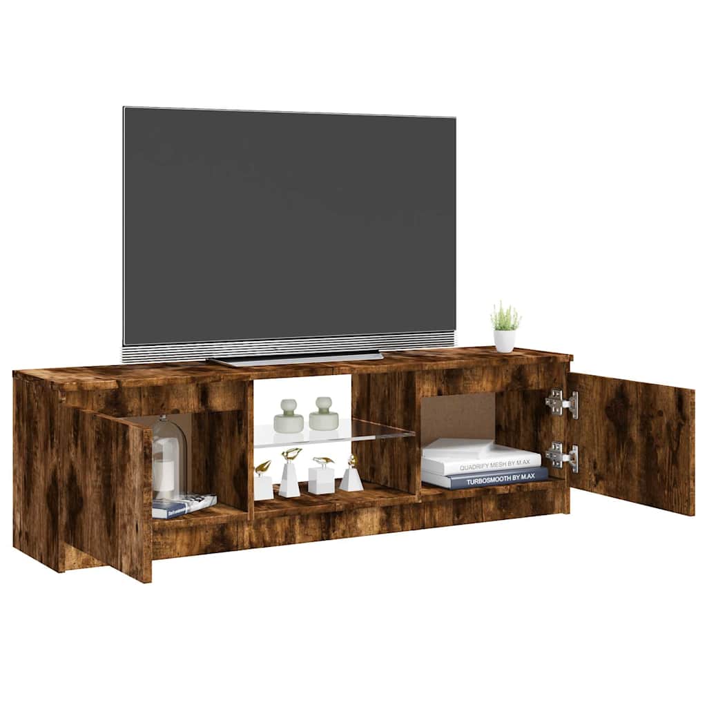 TV-Schrank mit LED-Leuchten Räuchereiche 120x30x36 cm