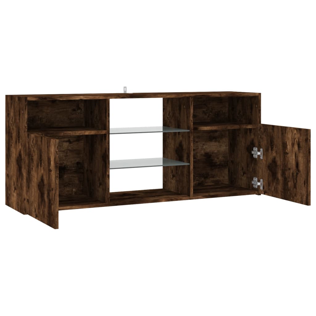 TV cabinet with LED lights smoked oak 120x30x50 cm