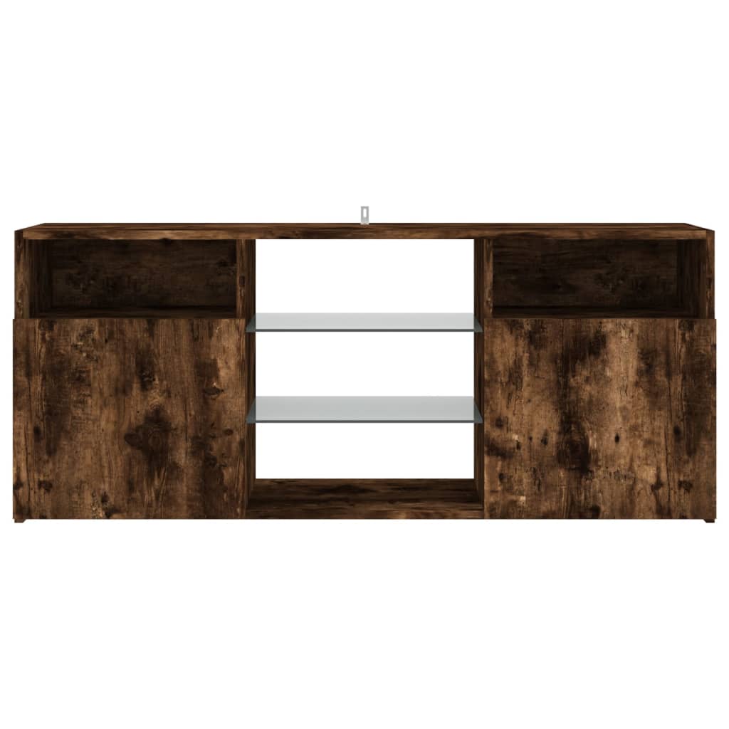 TV cabinet with LED lights smoked oak 120x30x50 cm