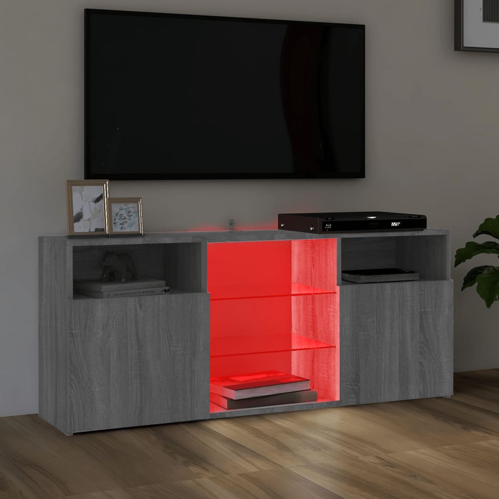 TV Cabinet with LED Lights Gray Sonoma 120x30x50 cm