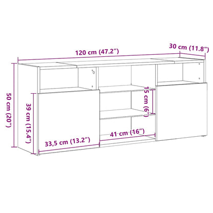 TV-Schrank mit LED-Leuchten Grau Sonoma 120x30x50 cm