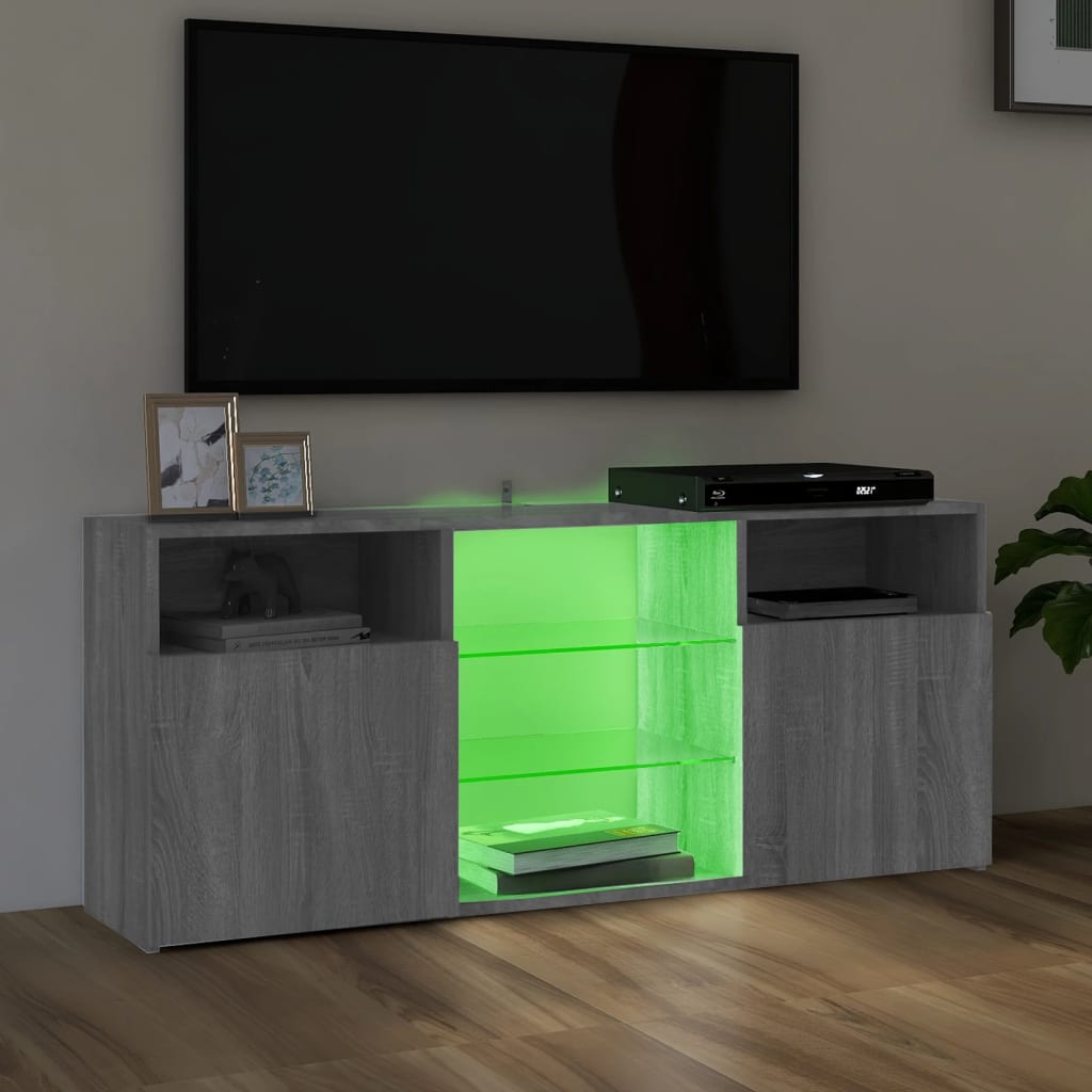 TV Cabinet with LED Lights Gray Sonoma 120x30x50 cm