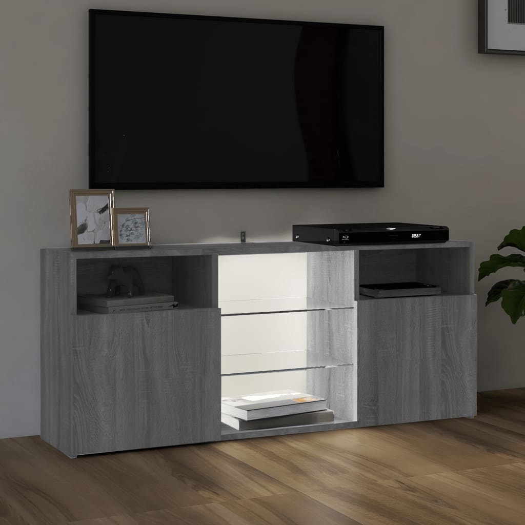 TV Cabinet with LED Lights Gray Sonoma 120x30x50 cm