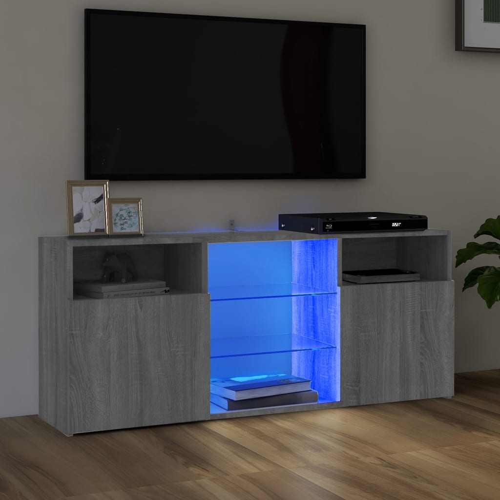 TV Cabinet with LED Lights Gray Sonoma 120x30x50 cm