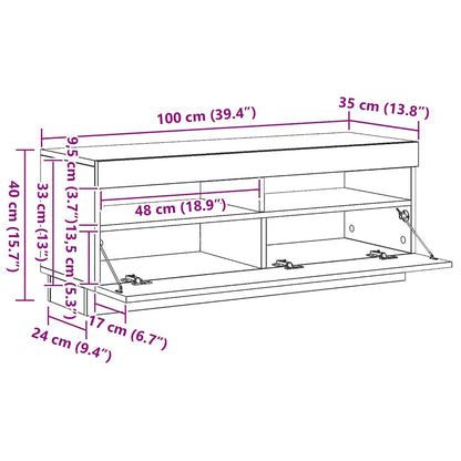 TV-Schrank mit LED-Leuchten Räuchereiche 100x35x40 cm