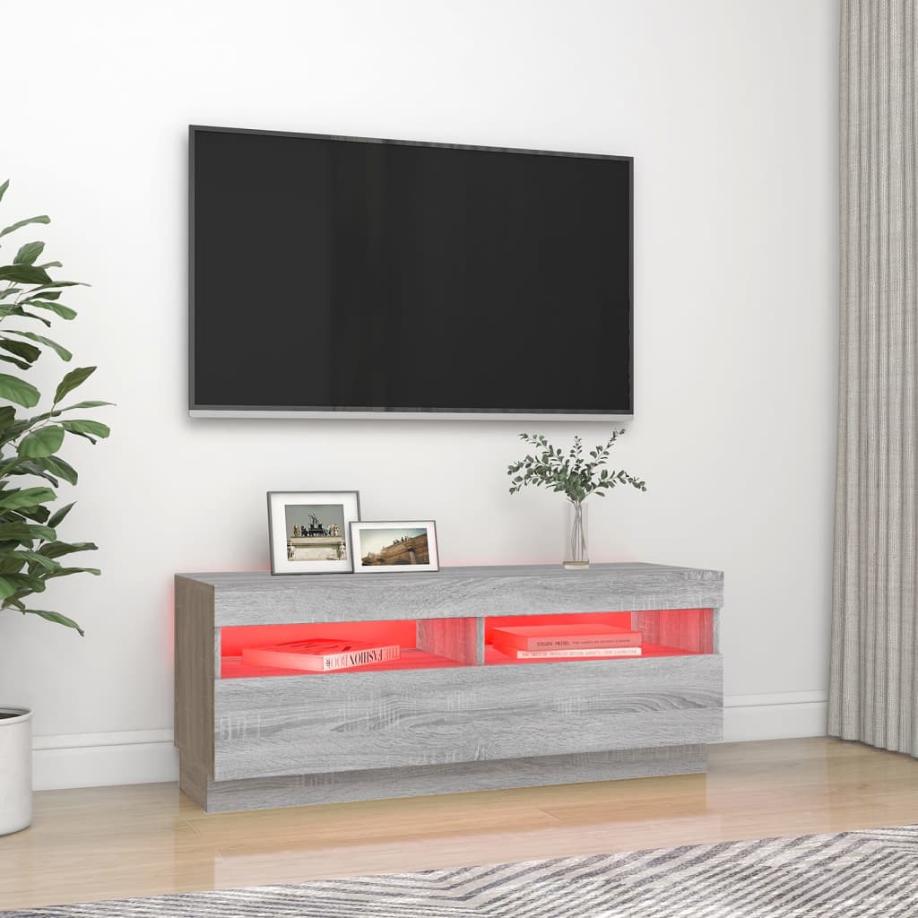 TV Cabinet with LED Lights Gray Sonoma 100x35x40 cm