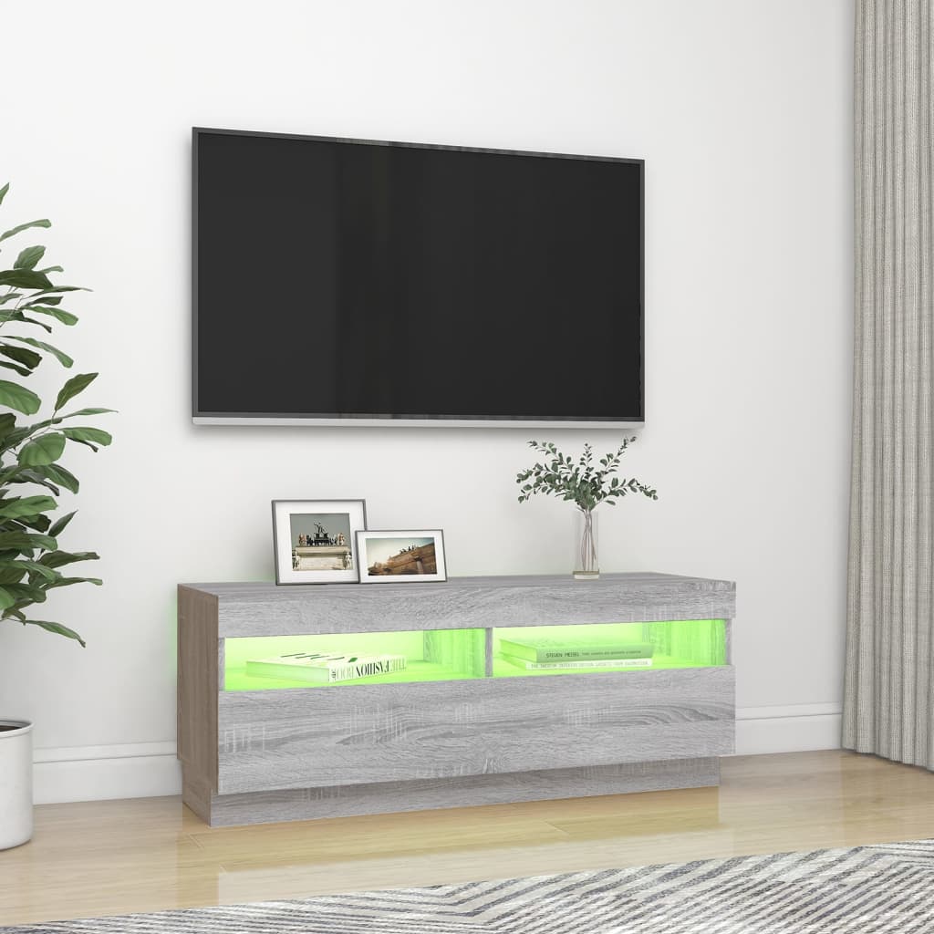 TV Cabinet with LED Lights Gray Sonoma 100x35x40 cm
