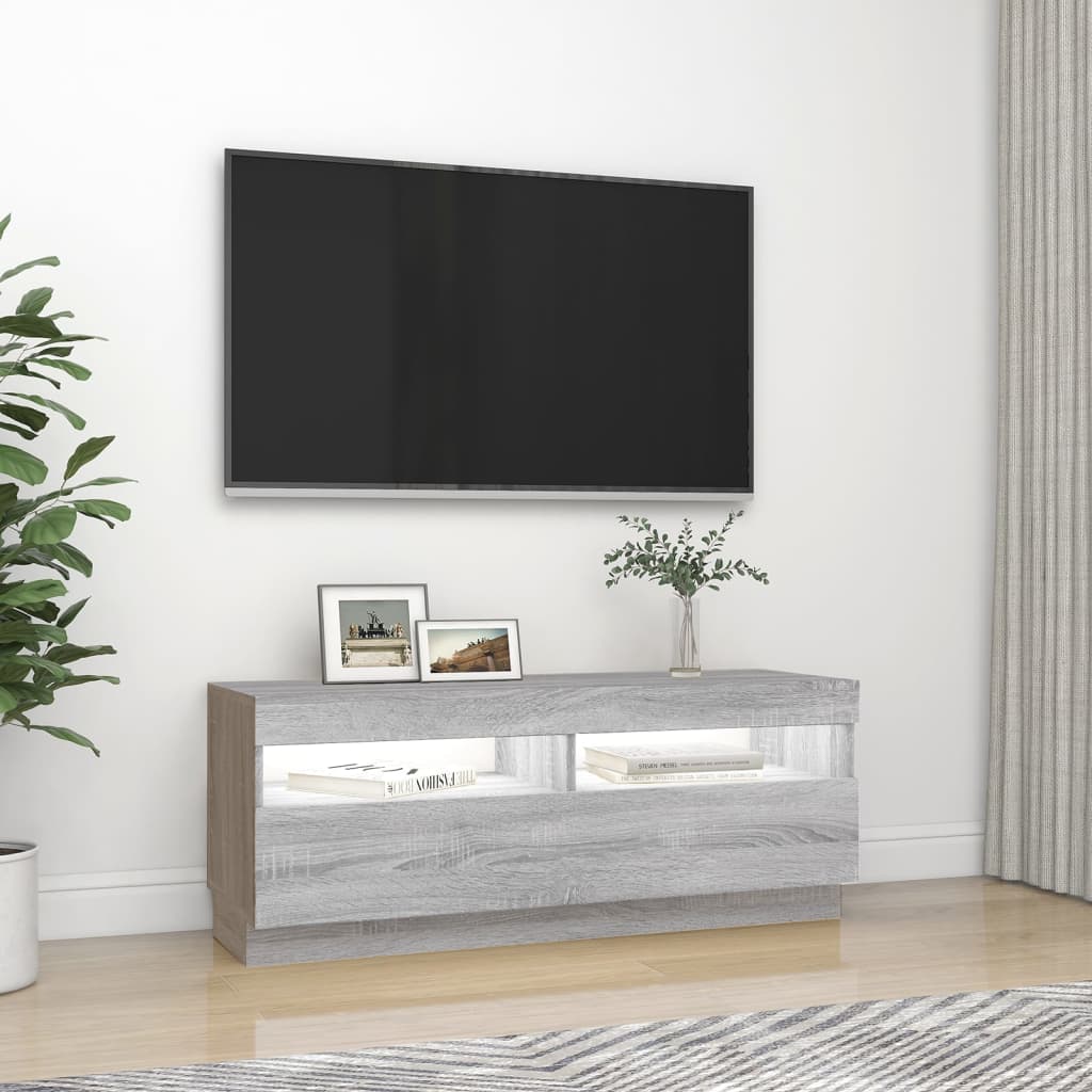 TV Cabinet with LED Lights Gray Sonoma 100x35x40 cm
