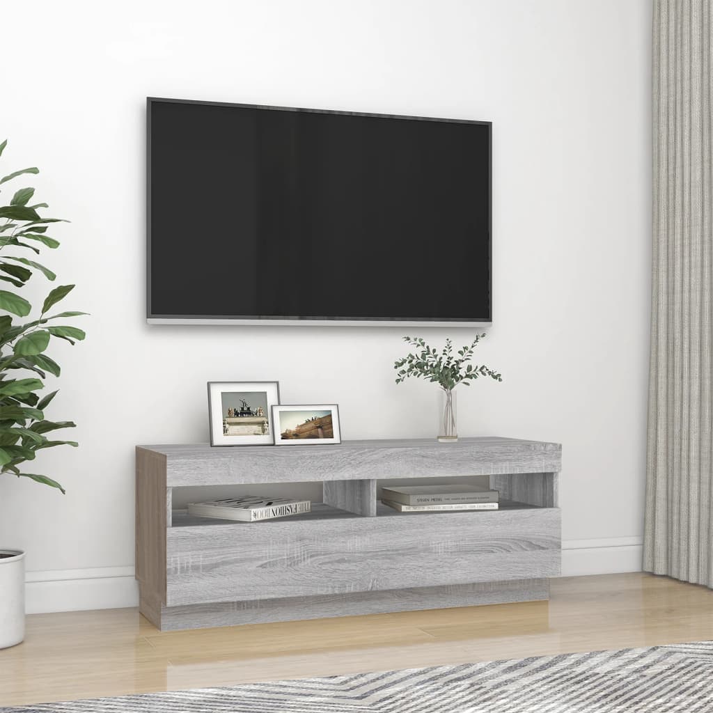 TV Cabinet with LED Lights Gray Sonoma 100x35x40 cm
