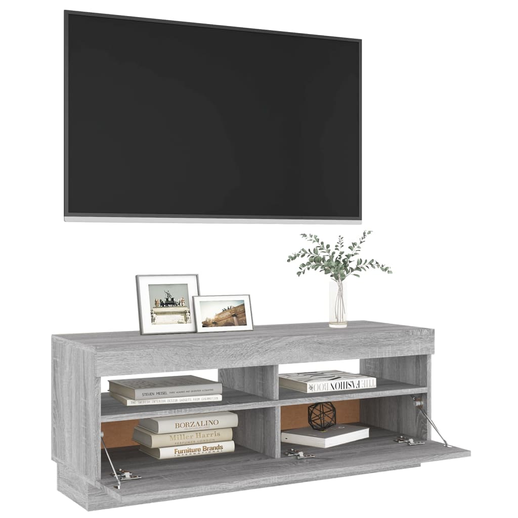 TV Cabinet with LED Lights Gray Sonoma 100x35x40 cm