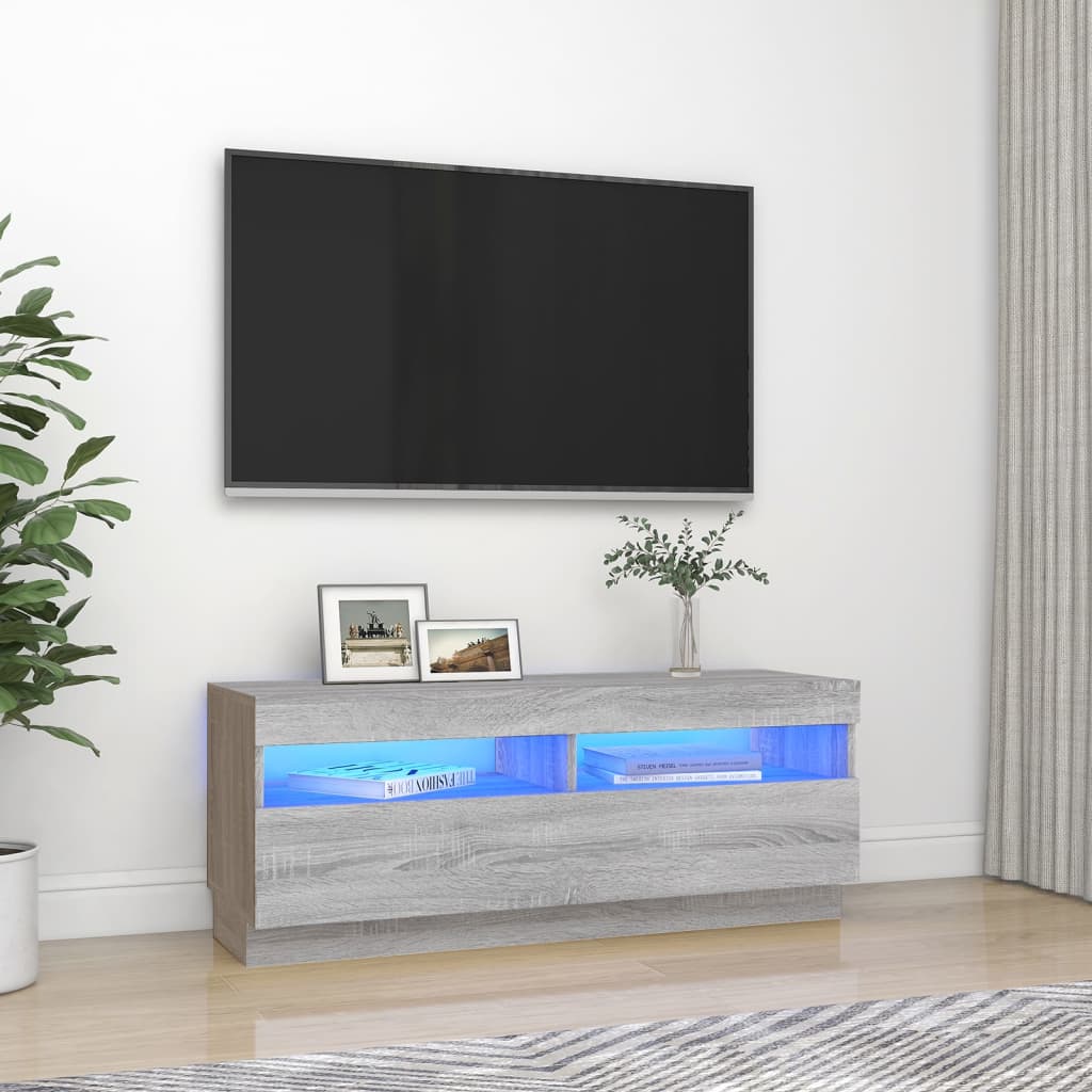 TV Cabinet with LED Lights Gray Sonoma 100x35x40 cm