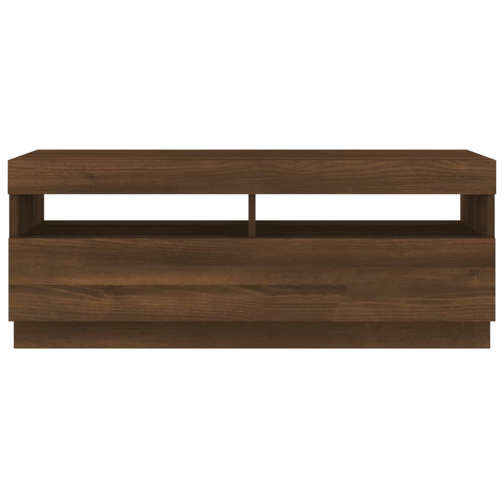 TV cabinet with LED lights brown oak look 100x35x40 cm