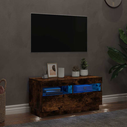 TV-Schrank mit LED-Leuchten Räuchereiche 80x35x40 cm