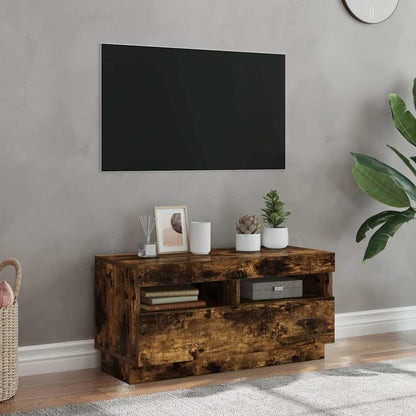 TV-Schrank mit LED-Leuchten Räuchereiche 80x35x40 cm