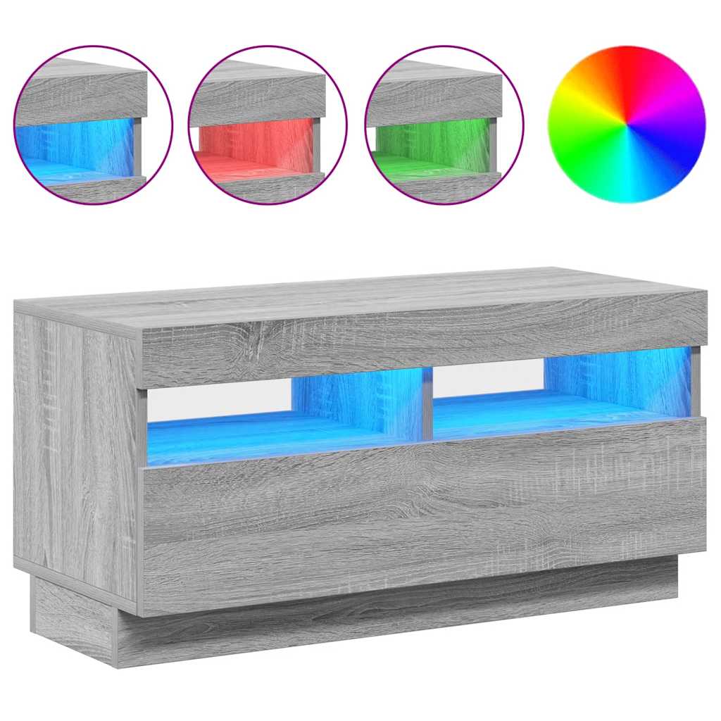 TV-Schrank mit LED-Leuchten Grau Sonoma 80x35x40 cm