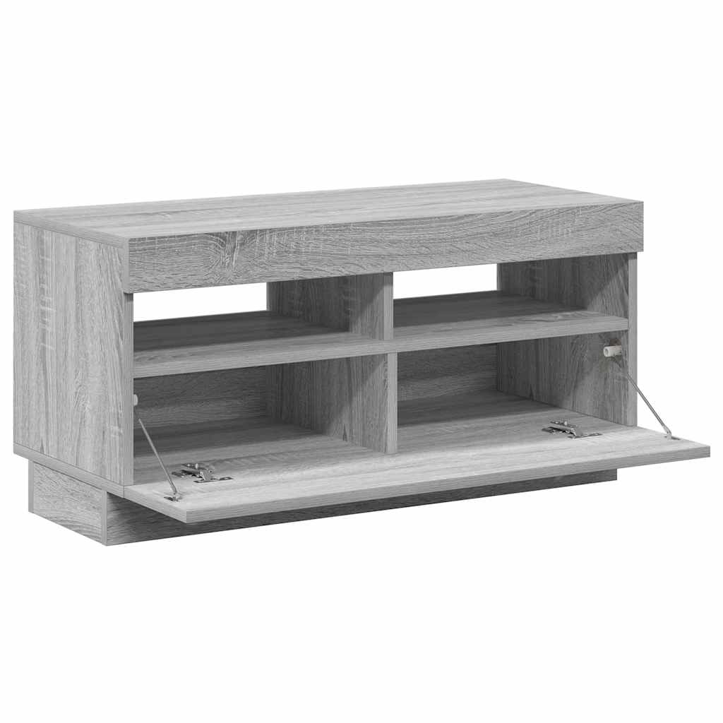 TV-Schrank mit LED-Leuchten Grau Sonoma 80x35x40 cm