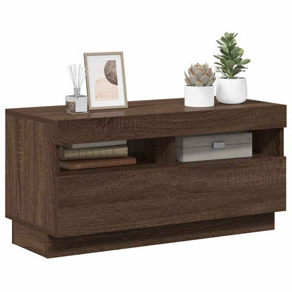 TV-Schrank mit LED-Leuchten Braun Eichen-Optik 80x35x40 cm