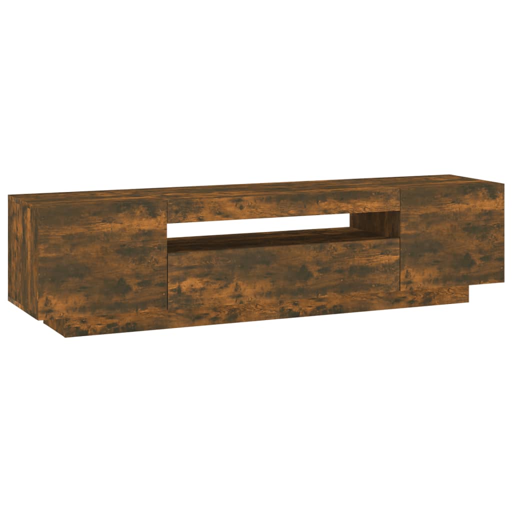 TV cabinet with LED lights smoked oak 160x35x40 cm