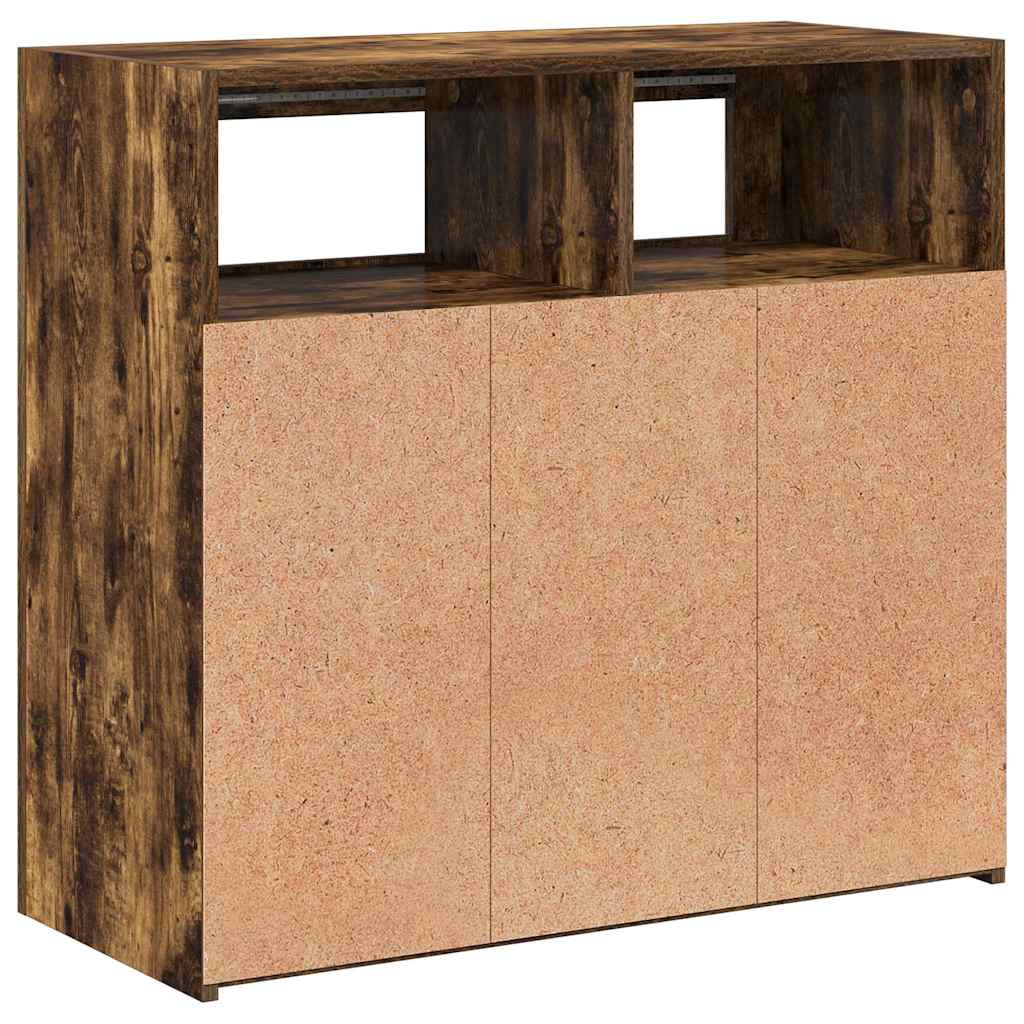 Sideboard mit LED-Beleuchtung Räuchereiche 80x35x75 cm