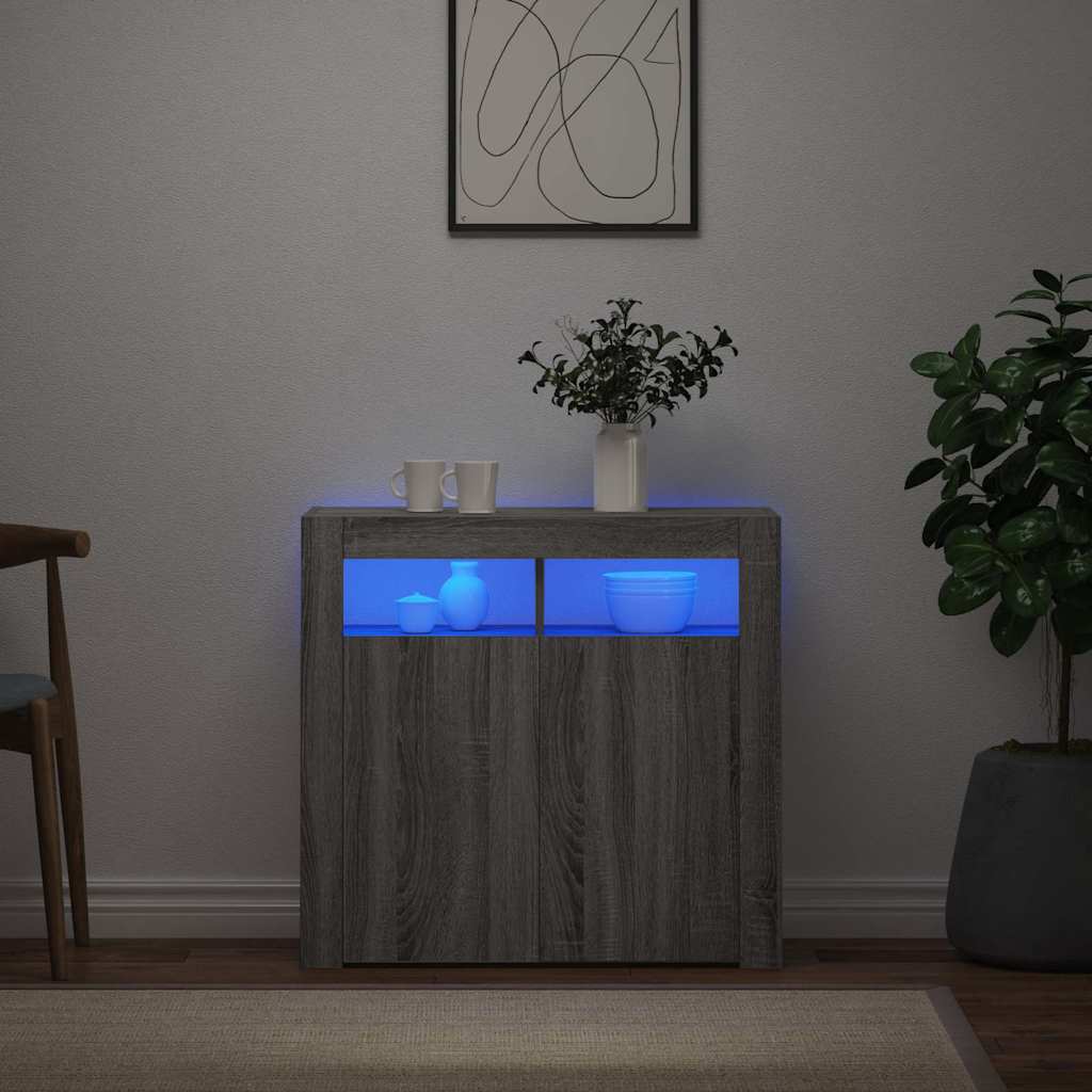 Sideboard mit LED-Beleuchtung Grau Sonoma 80x35x75 cm
