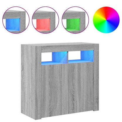 Sideboard mit LED-Beleuchtung Grau Sonoma 80x35x75 cm