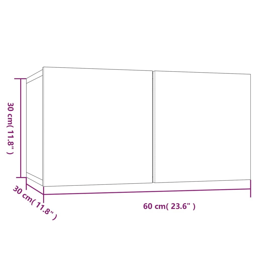 Meuble TV mural gris Sonoma 60x30x30 cm en bois