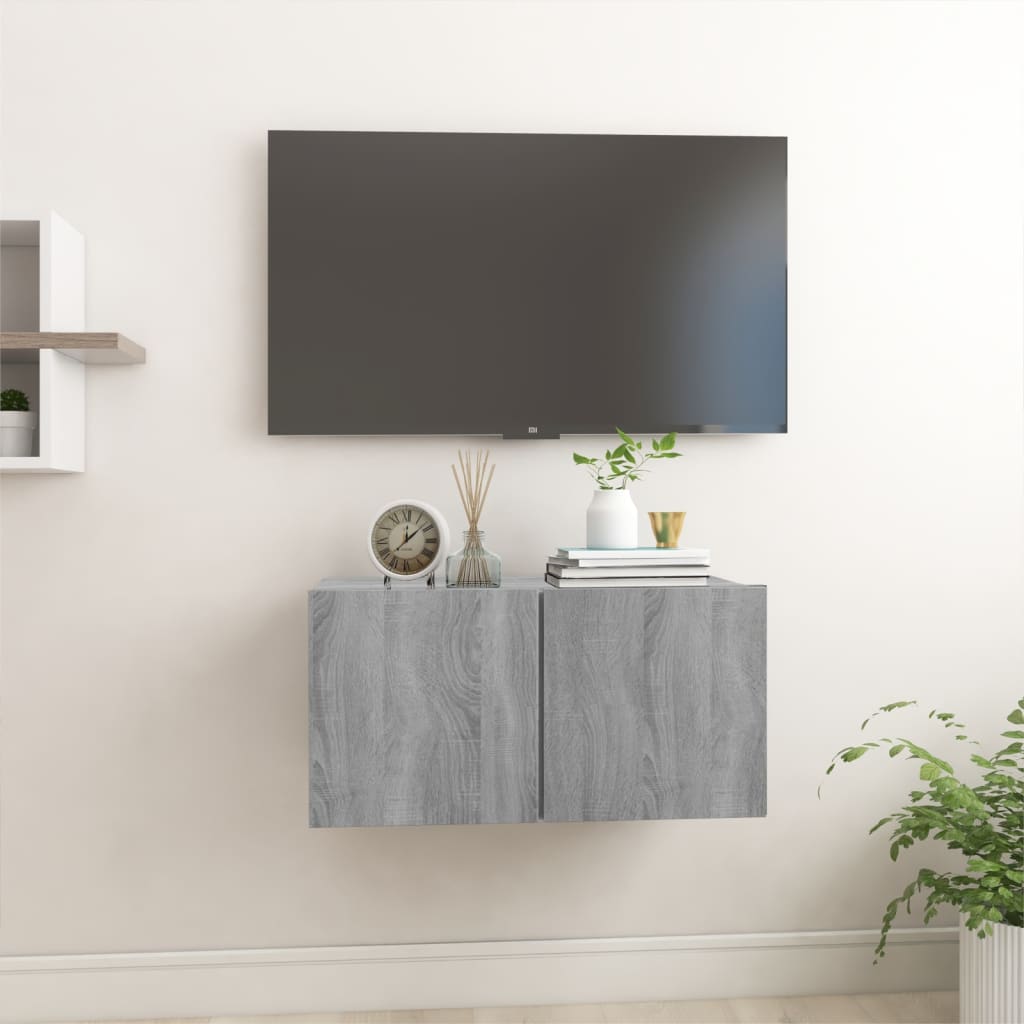 Meuble TV mural gris Sonoma 60x30x30 cm en bois