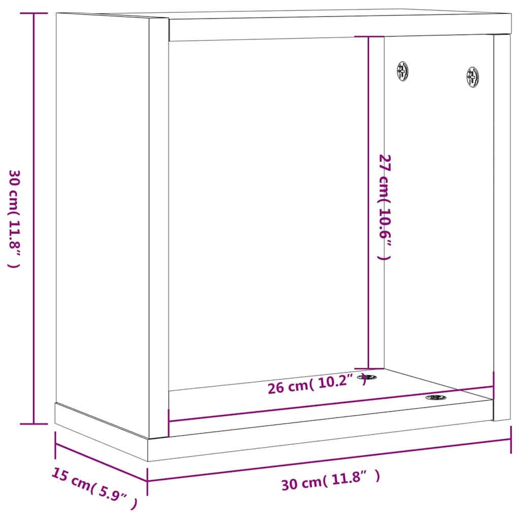 Würfelregale 4 Stk. Grau Sonoma 30x15x30 cm