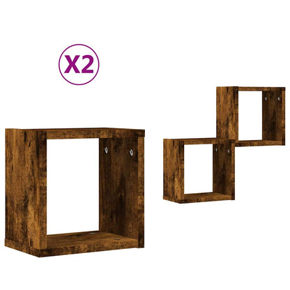 Wandregale 2 stk. Geräucherte Eiche 26 x 15 x 26 cm