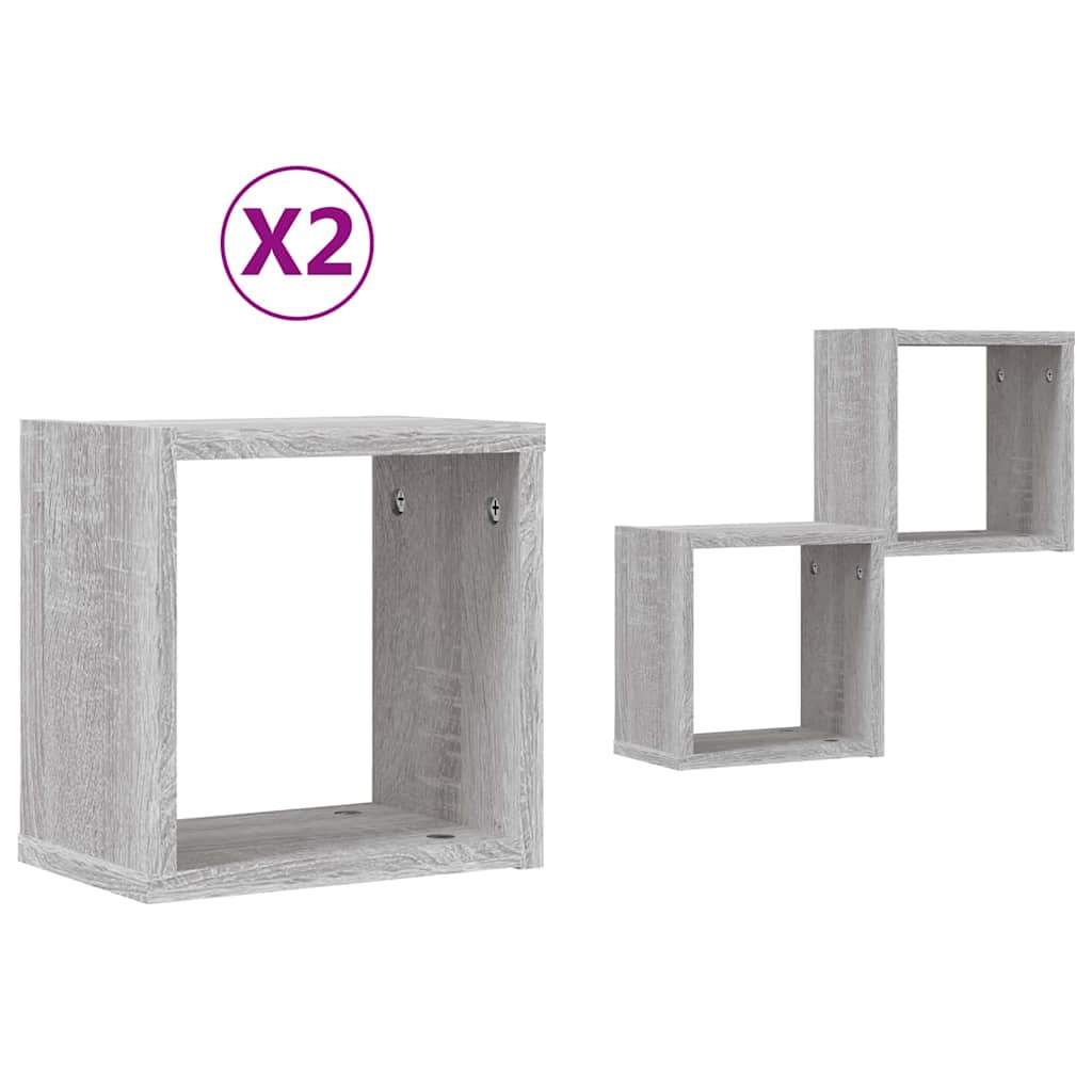 Wandregale 2 stk. Graues Sonoma 26 x 15 x 26 cm Holzwerkstoff