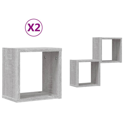 Wandregale 2 stk. Graues Sonoma 26 x 15 x 26 cm Holzwerkstoff