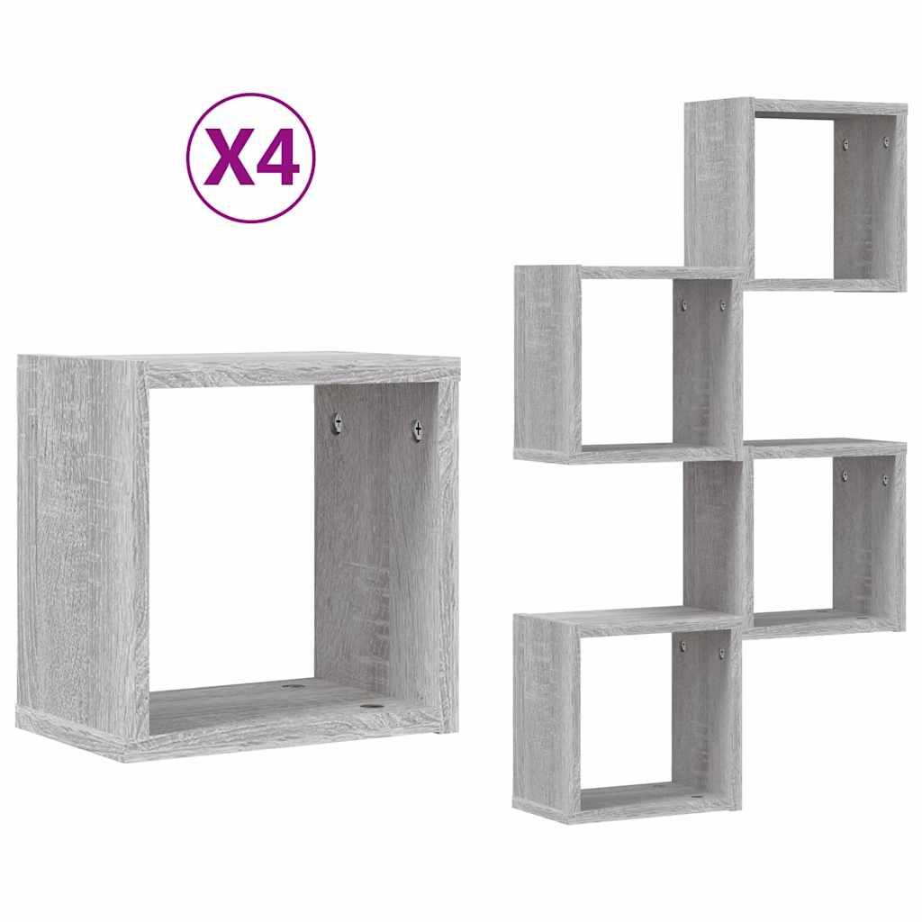 Wandregale 4 stk. Graues Sonoma 26 x 15 x 26 cm Holzwerkstoff